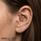 Flutter Pin - 14K Gold Floral Threadless End - piercing - zone.com