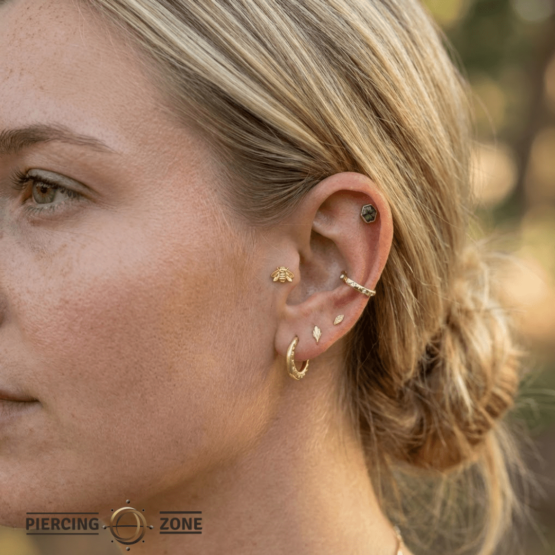 Flying Bee – 14K Gold Threadless/Threaded End - piercing - zone.com