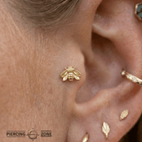 Flying Bee – 14K Gold Threadless/Threaded End - piercing - zone.com