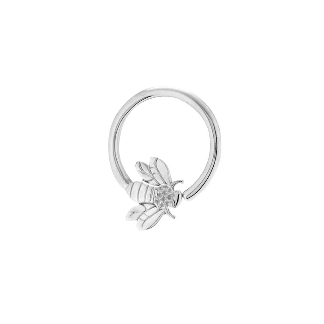 Flying Bee Seamless Ring – 14K Gold Cup & Divot Design - piercing - zone.com