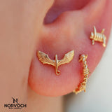Flying Dragon – 14K Gold Threadless & Threaded End - piercing - zone.com