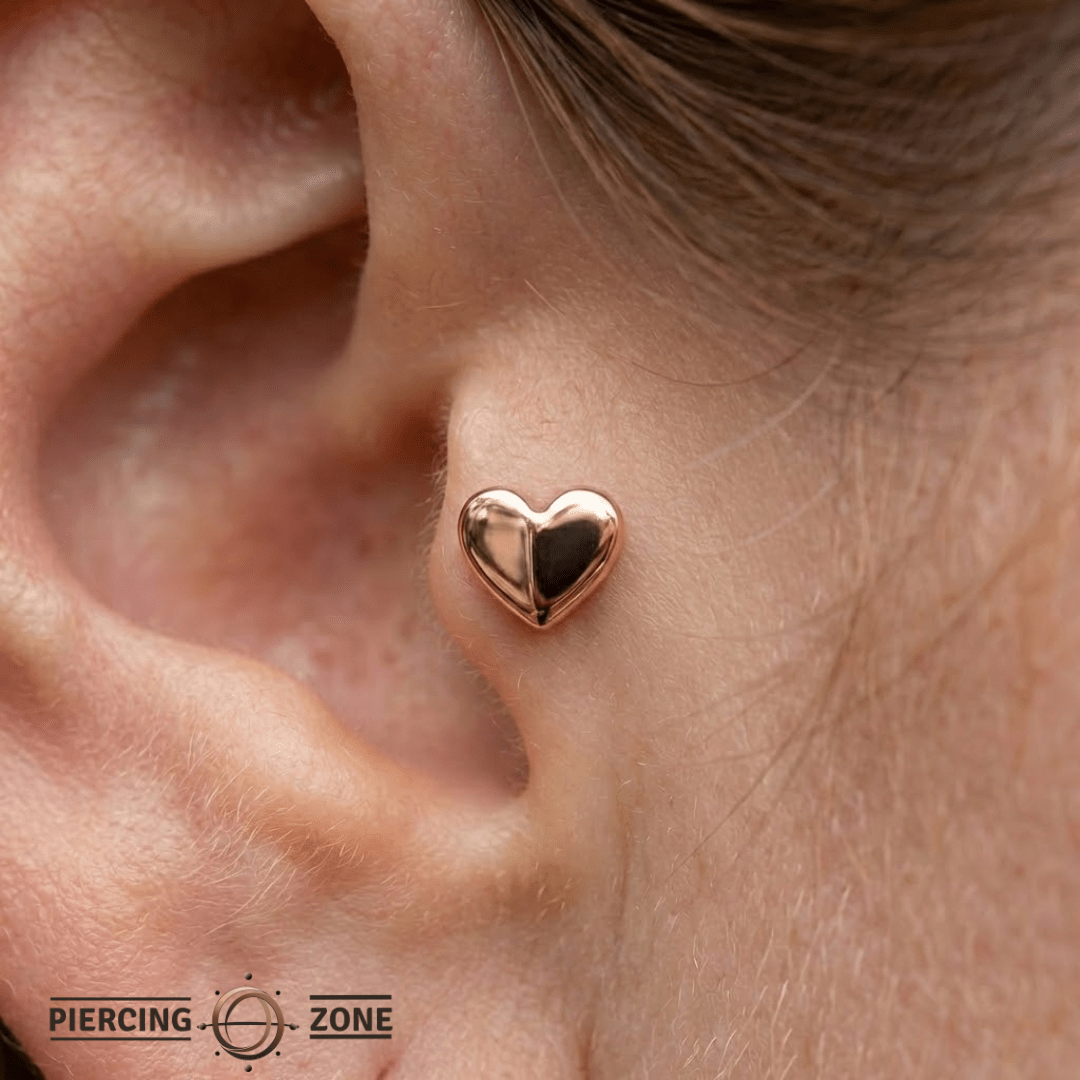 Folded Heart – 14K Gold Threadless/Threaded End - piercing - zone.com