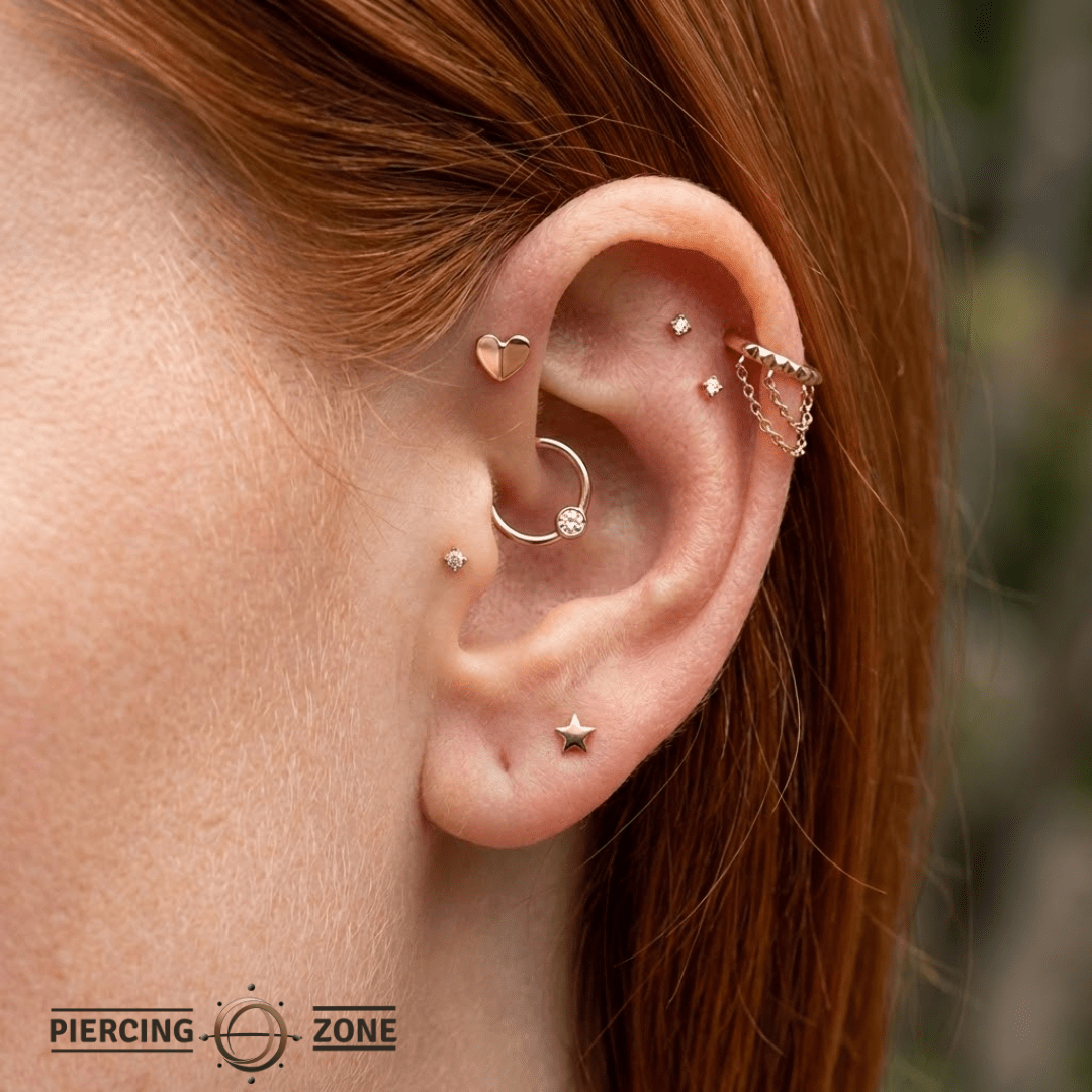Folded Heart – 14K Gold Threadless/Threaded End - piercing - zone.com