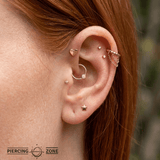 Folded Heart – 14K Gold Threadless/Threaded End - piercing - zone.com
