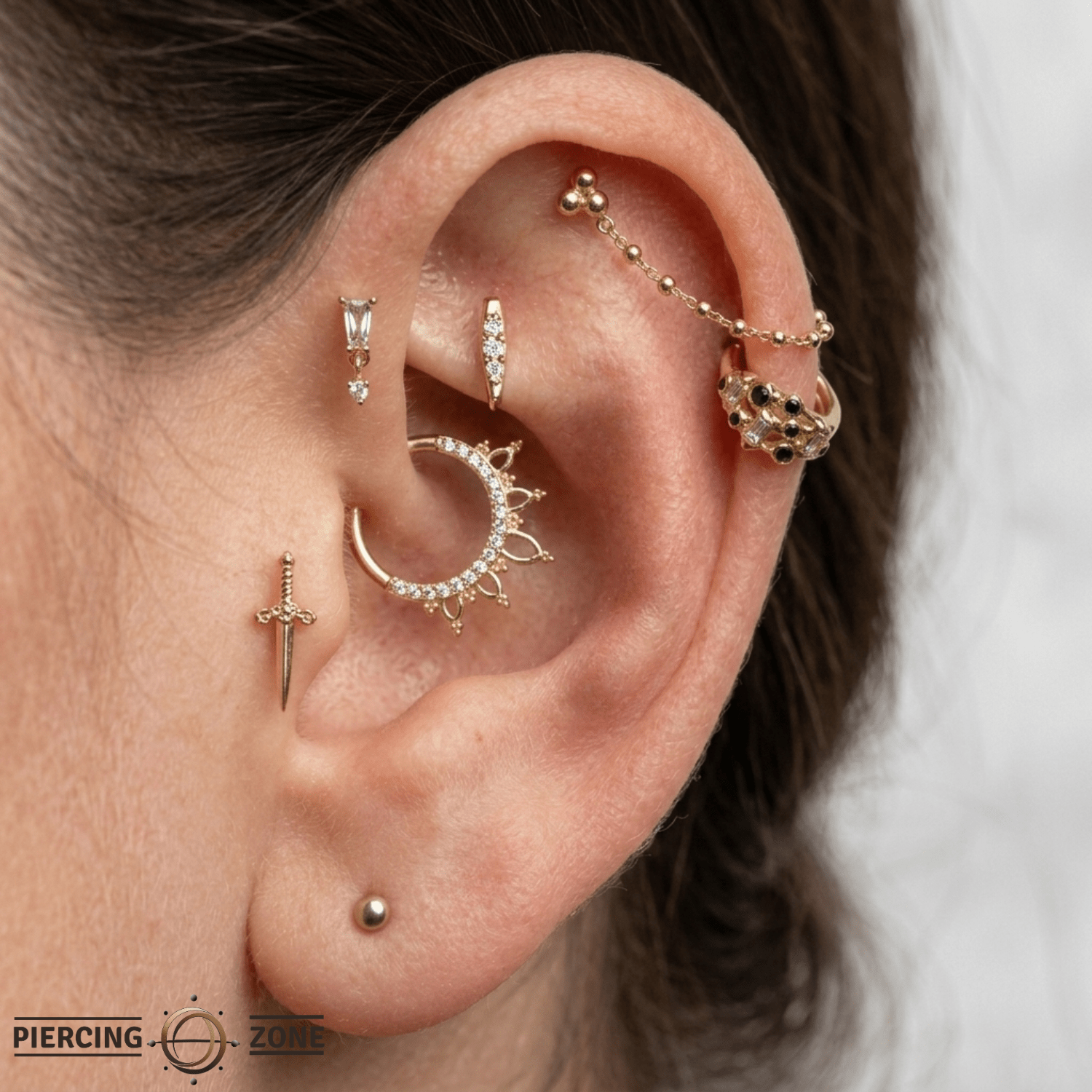 Forge Clicker – 14K/18K Gold Multi - Gem Clicker Ring - piercing - zone.com