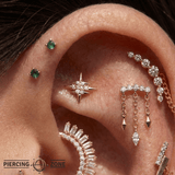 Forward Motion CZ Chain Drop – 14K Gold Threadless End - piercing - zone.com