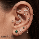 Forward Motion CZ Chain Drop – 14K Gold Threadless End - piercing - zone.com