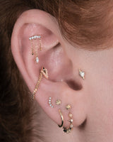 Forward Motion CZ Chain Drop – 14K Gold Threadless End - piercing - zone.com