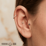 Four Beads With Gem – 14K/18K Gold Threadless End - piercing - zone.com