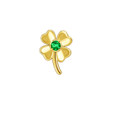 Four Leaf Clover with Gem – 14K Gold Threadless/Threaded End