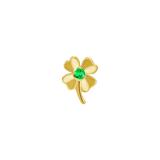 Four Leaf Clover with Gem – 14K/18K Gold Threadless End - piercing - zone.com