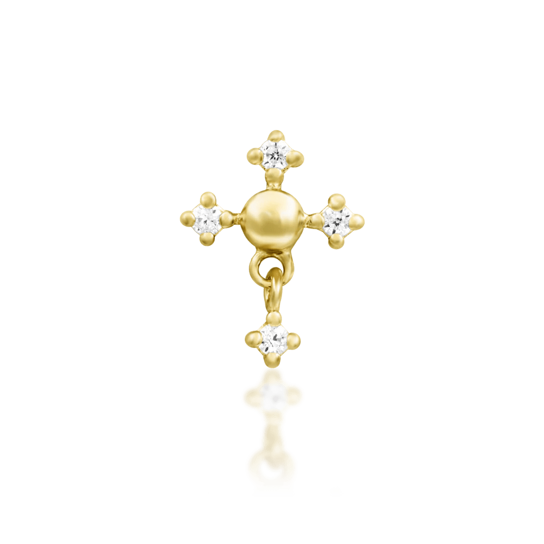 sphere pierce 01 2粒 K18 Francis – 14K Gold Threadless End with CZ Cluster | Piercing
