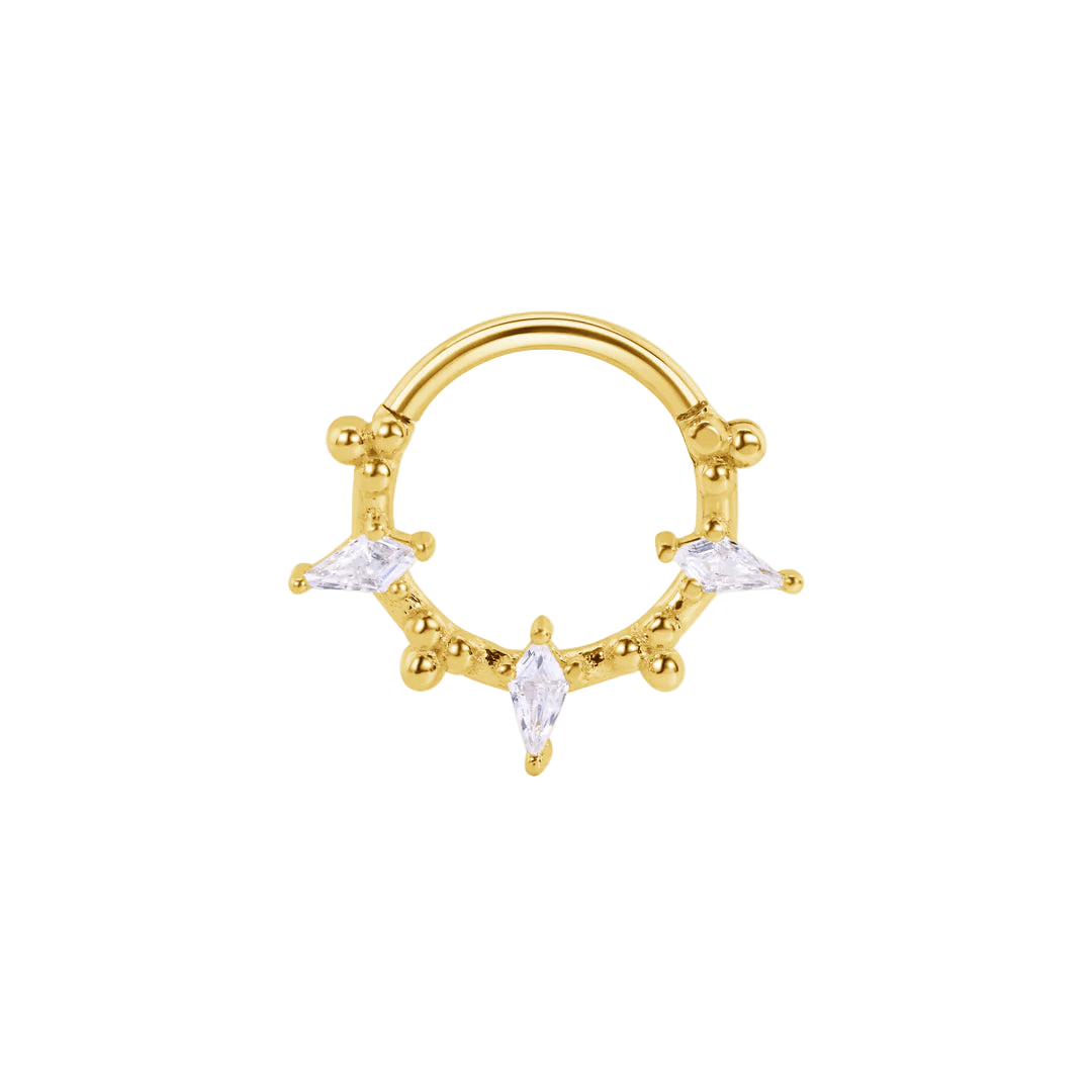 Freyja Clicker with Beads & Kite Gems – 14K & 18K Gold - piercing - zone.com