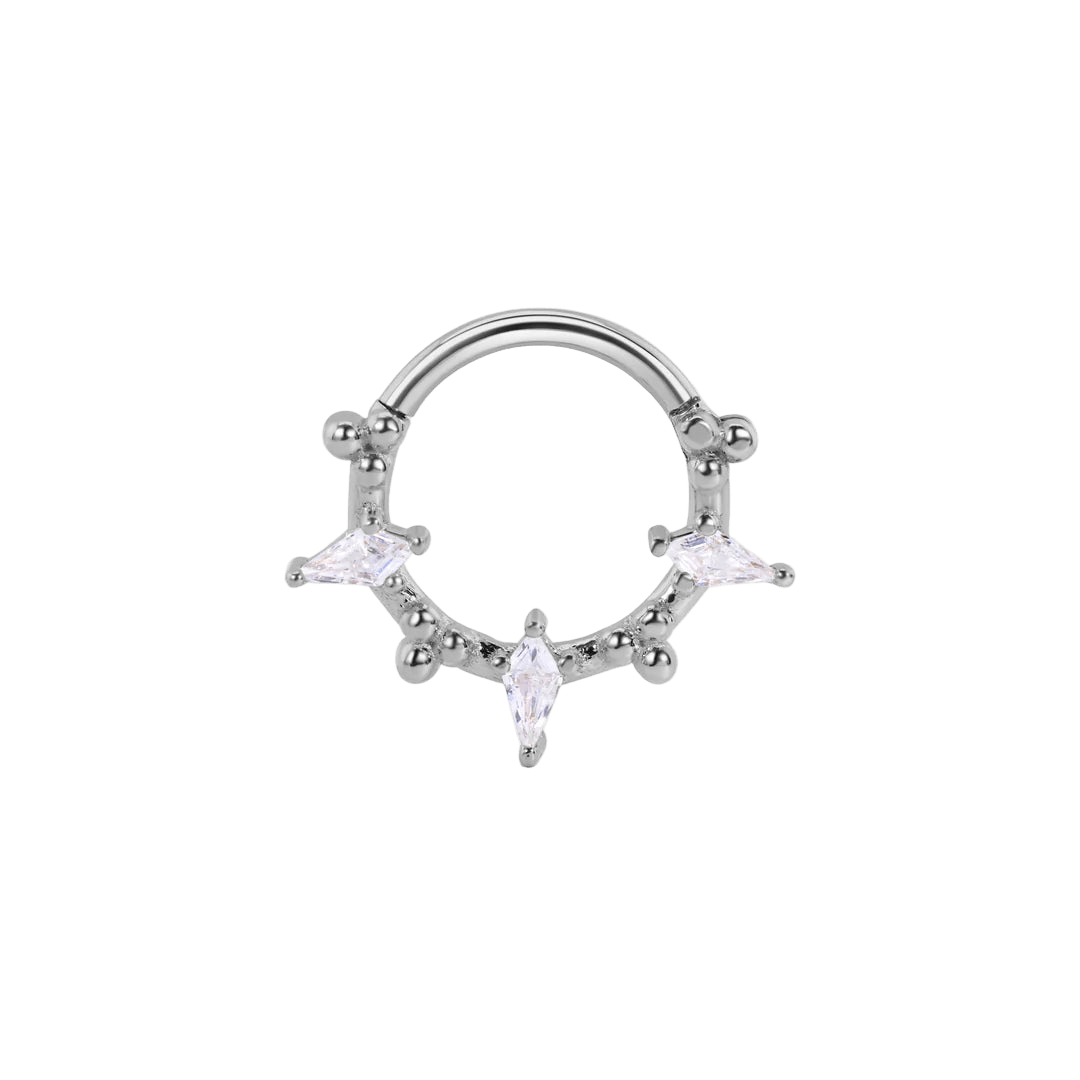 Freyja Clicker with Beads & Kite Gems – 14K & 18K Gold - piercing - zone.com