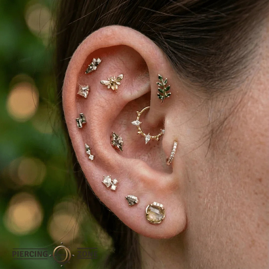 Freyja Clicker with Beads & Kite Gems – 14K & 18K Gold - piercing - zone.com