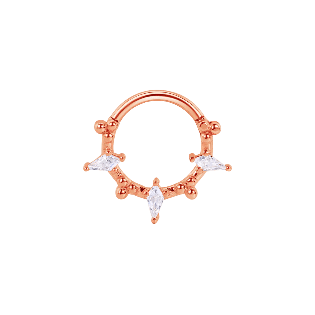 Freyja Clicker with Beads & Kite Gems – 14K & 18K Gold - piercing - zone.com