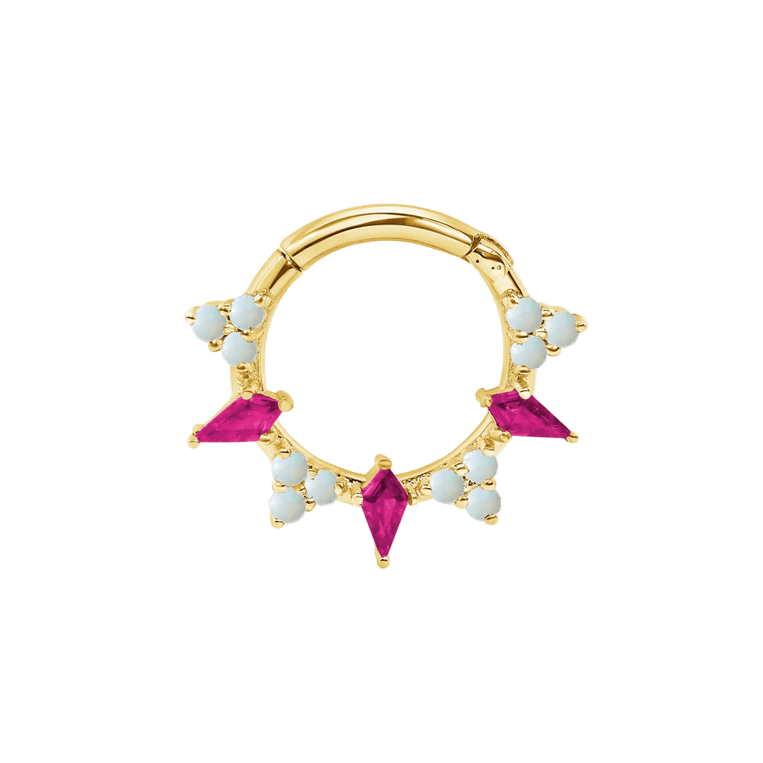 Freyja Clicker with Kite & Gem Accents – 14K & 18K Gold - piercing - zone.com