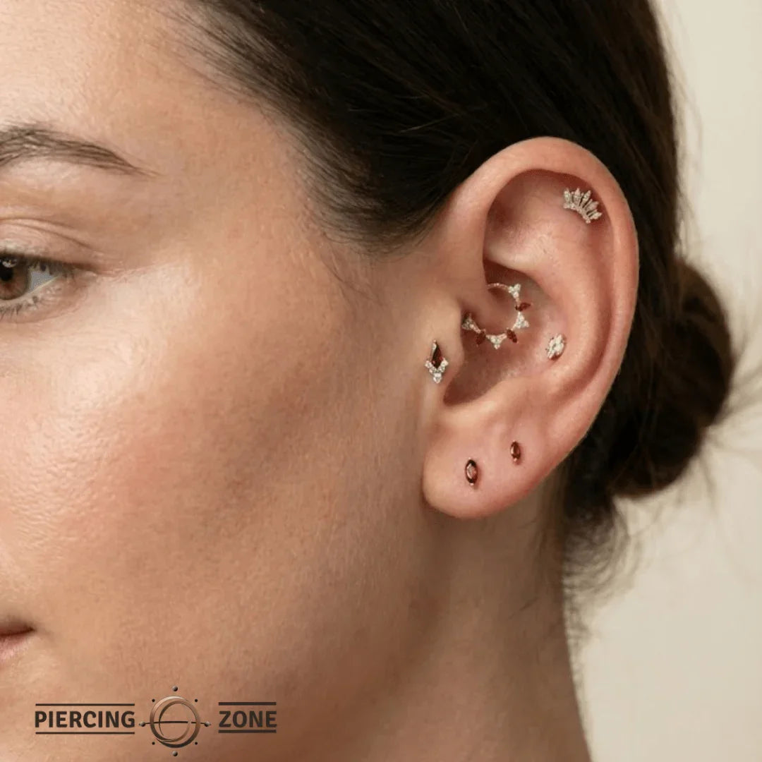 Freyja Clicker with Kite & Gem Accents – 14K & 18K Gold - piercing - zone.com