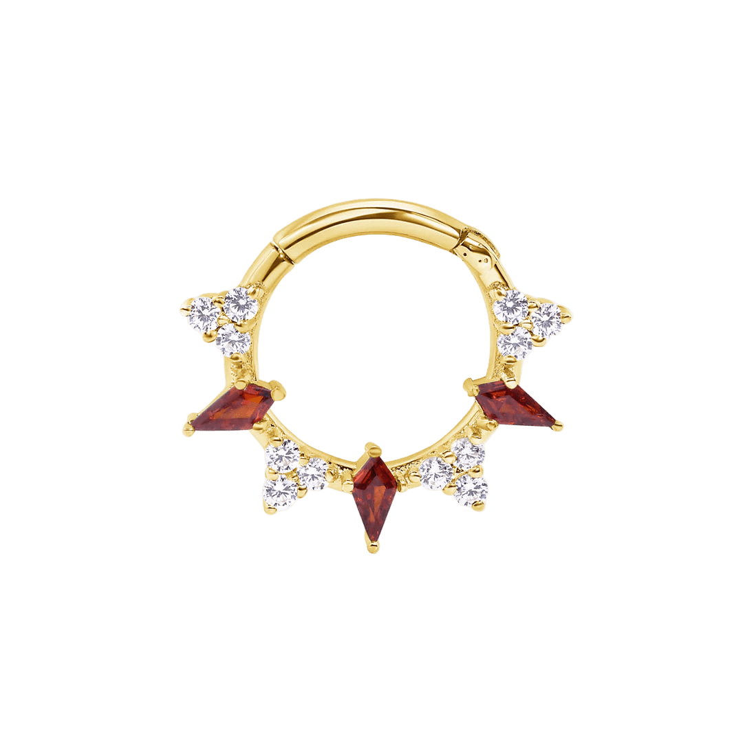 Freyja Clicker with Kite & Gem Accents – 14K & 18K Gold - piercing - zone.com