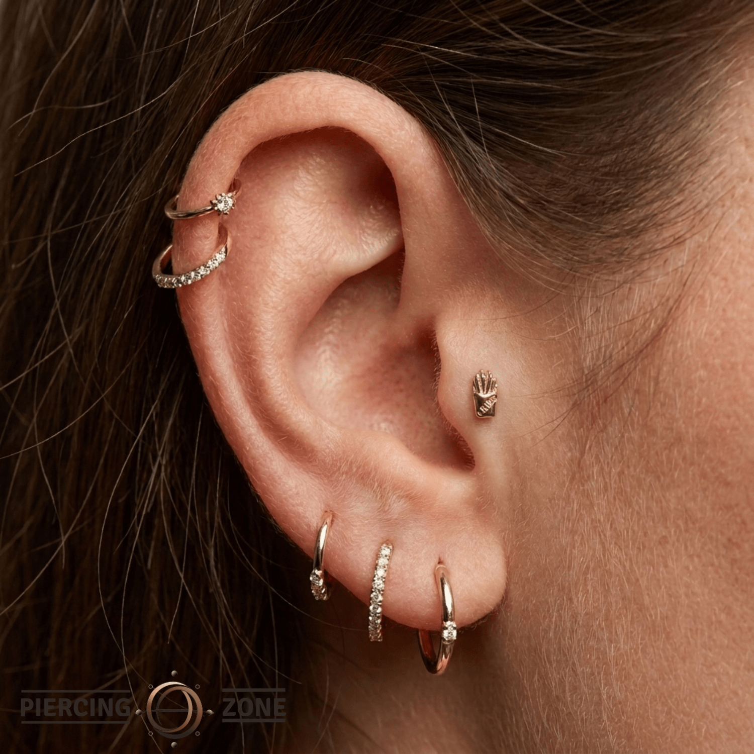 Fries – 14K Gold Threadless/Threaded End - piercing - zone.com