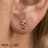 Frond Arc – Leaf Silhouette – 14K Gold Threadless End - piercing - zone.com