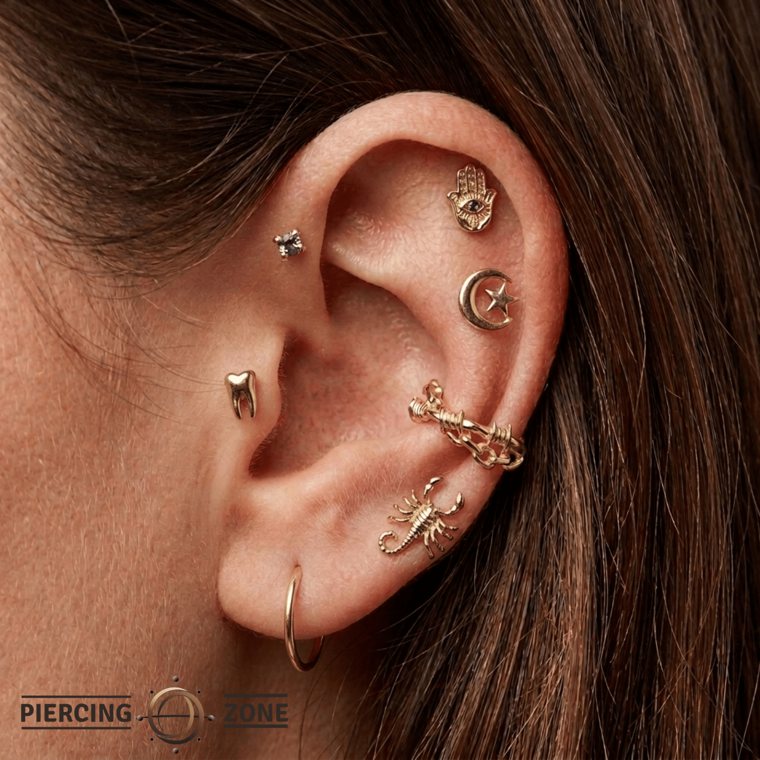 Fury – Barbed Chain – 14K Gold Clicker Ring - piercing - zone.com