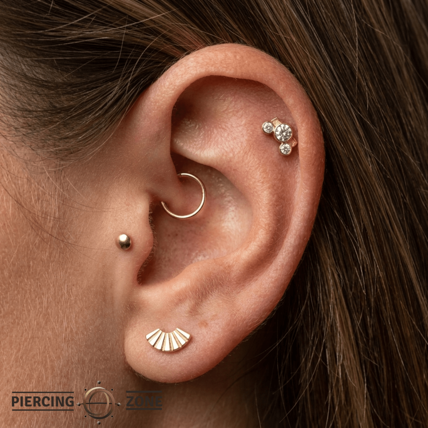 Future Cluster - 14K Gold Threadless/Threaded - piercing - zone.com