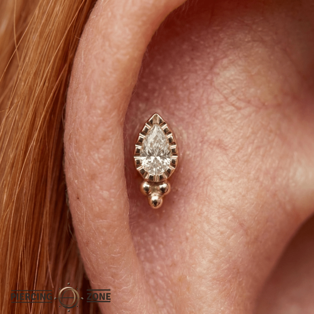 Gala – 14K Gold Swarovski CZ Duo Threadless End - piercing - zone.com