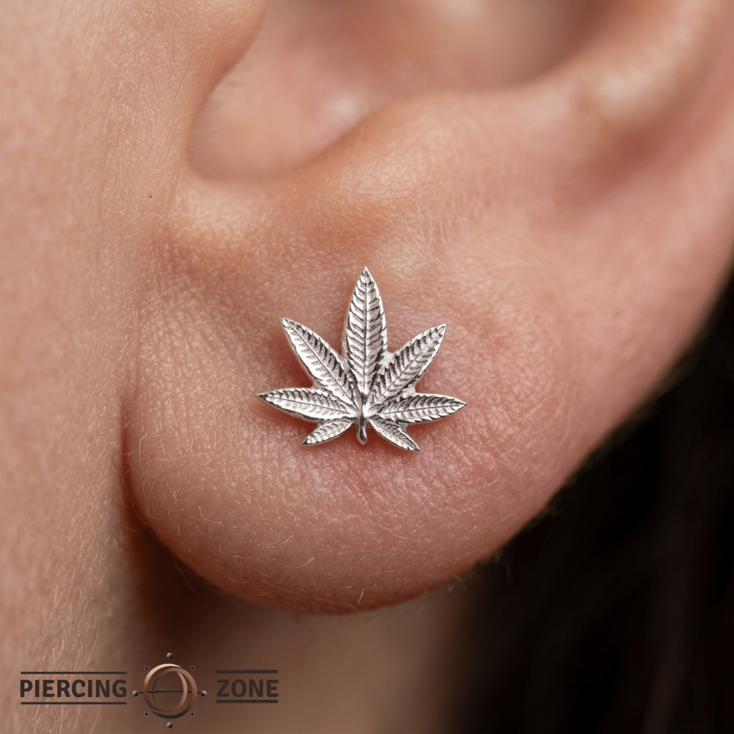 Ganja – 14K Gold Cannabis Leaf Threadless End - piercing - zone.com