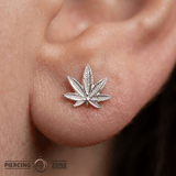 Ganja – 14K Gold Cannabis Leaf Threadless End - piercing - zone.com