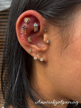 Gari – Alexandrite Drop Chain Accent – 14K Gold Threadless End - piercing - zone.com
