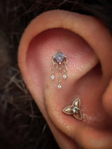 Gari – Alexandrite Drop Chain Accent – 14K Gold Threadless End - piercing - zone.com