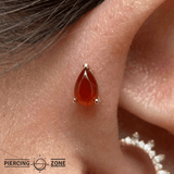 Garnet Pear – 14K Gold Vintage Threadless End - piercing - zone.com