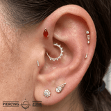 Garnet Pear – 14K Gold Vintage Threadless End - piercing - zone.com