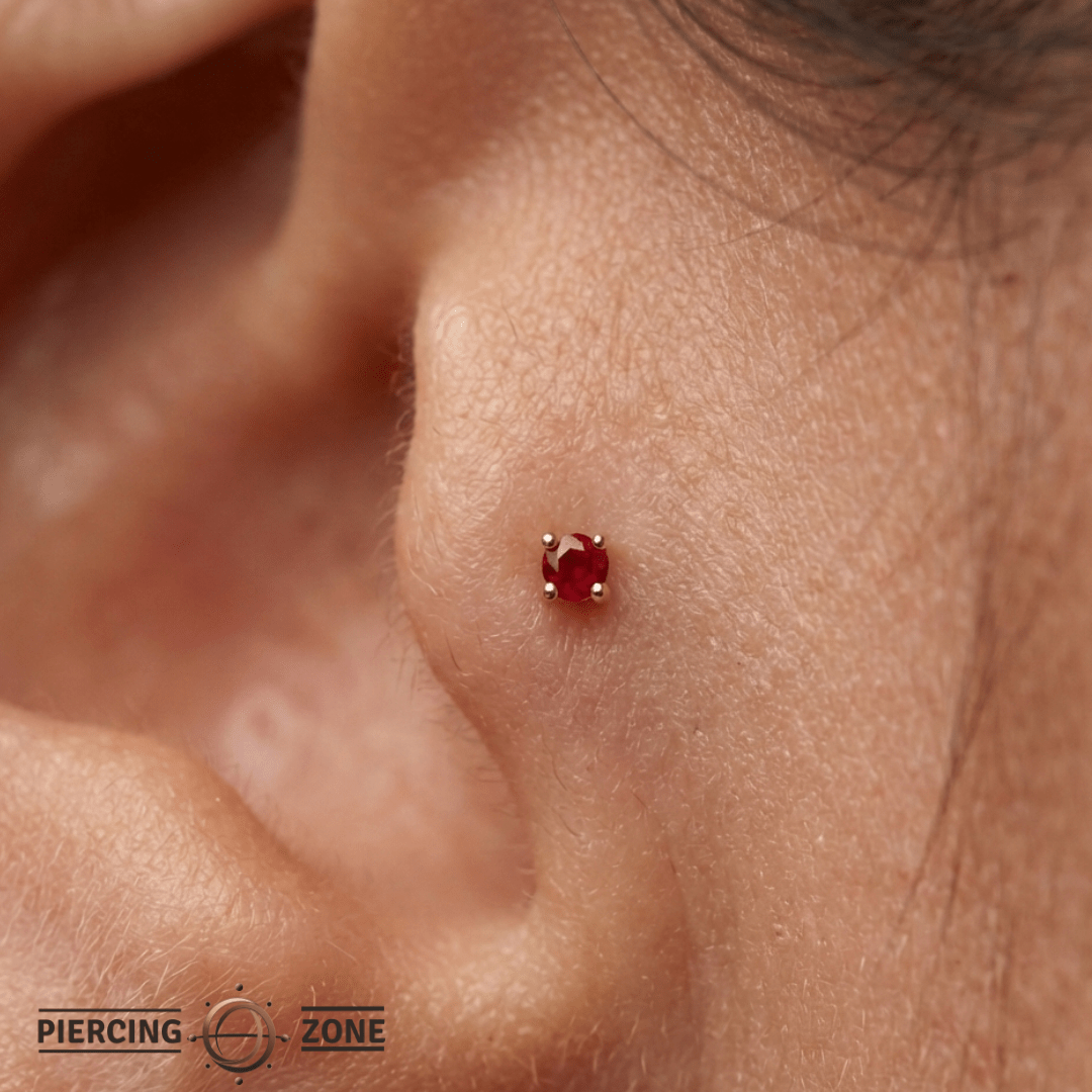 Garnet Prong – 14K Gold Birthstone Threadless End - piercing - zone.com