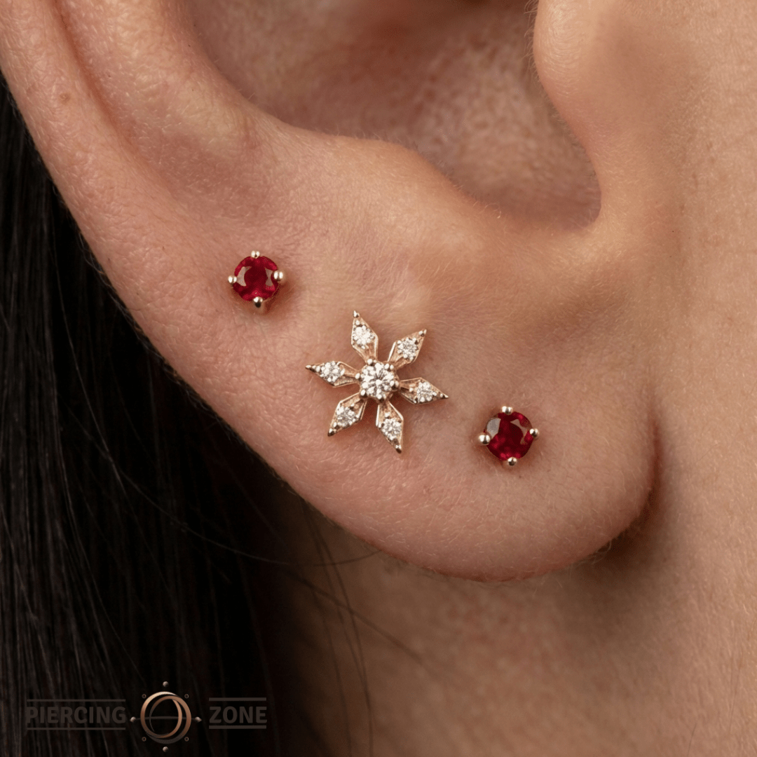 Garnet Prong – 14K Gold Birthstone Threadless End - piercing - zone.com