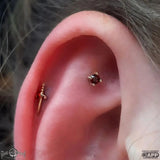 Garnet Prong – 14K Gold Birthstone Threadless End - piercing - zone.com