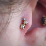 Gatsy Deco – Pearl & CZ Accent – 14K Gold Threadless End - piercing - zone.com
