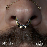Gayana Clicker with Mixed Gem Sizes – 14K & 18K Gold - piercing - zone.com
