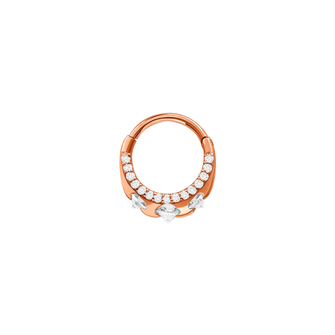 Gayana Clicker with Mixed Gem Sizes – 14K & 18K Gold - piercing - zone.com