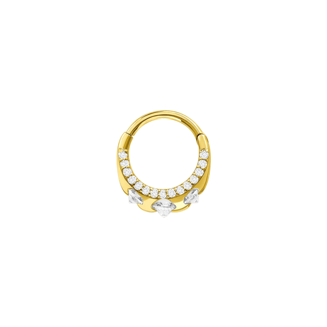 Gayana Clicker with Mixed Gem Sizes – 14K & 18K Gold - piercing - zone.com