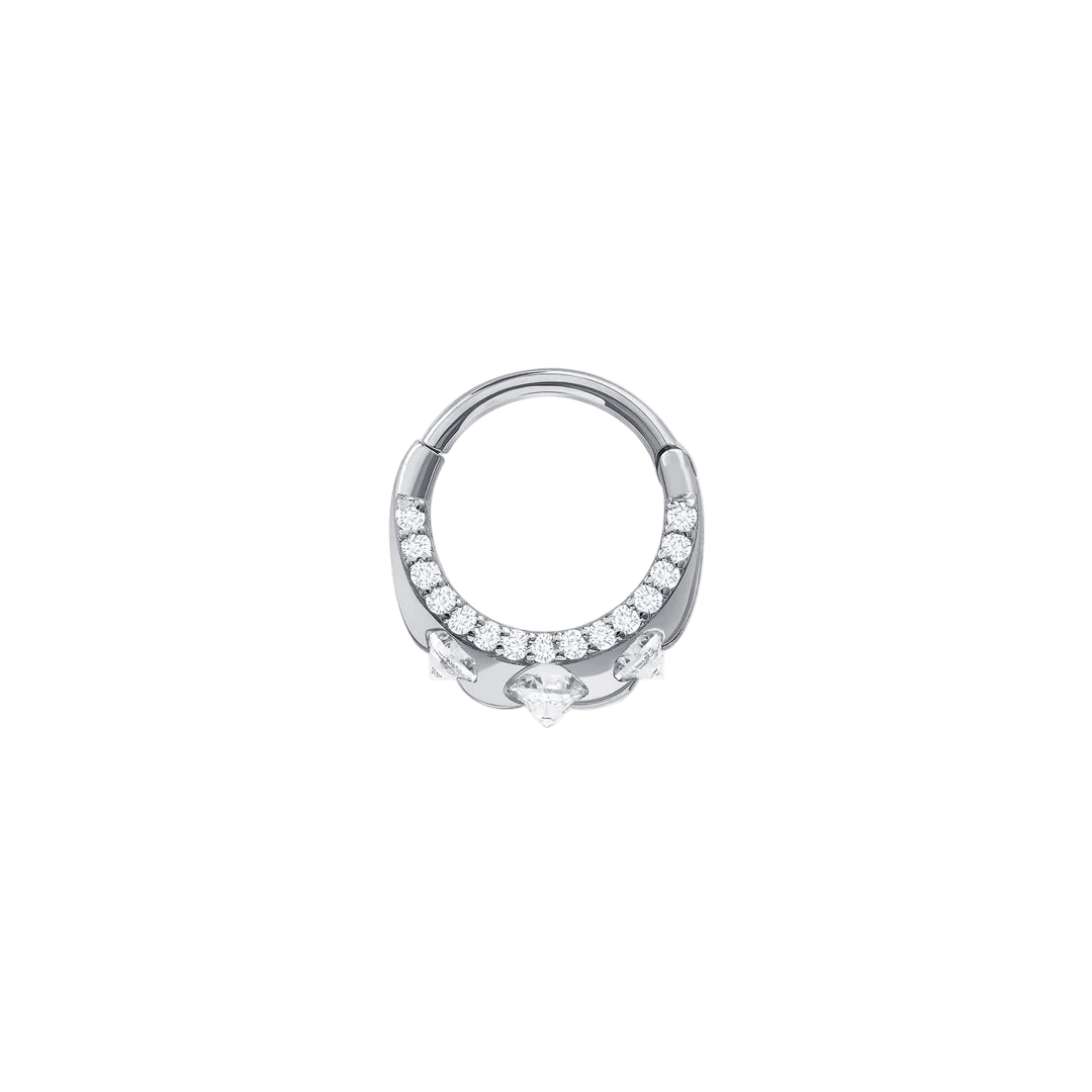 Gayana Clicker with Mixed Gem Sizes – 14K & 18K Gold - piercing - zone.com