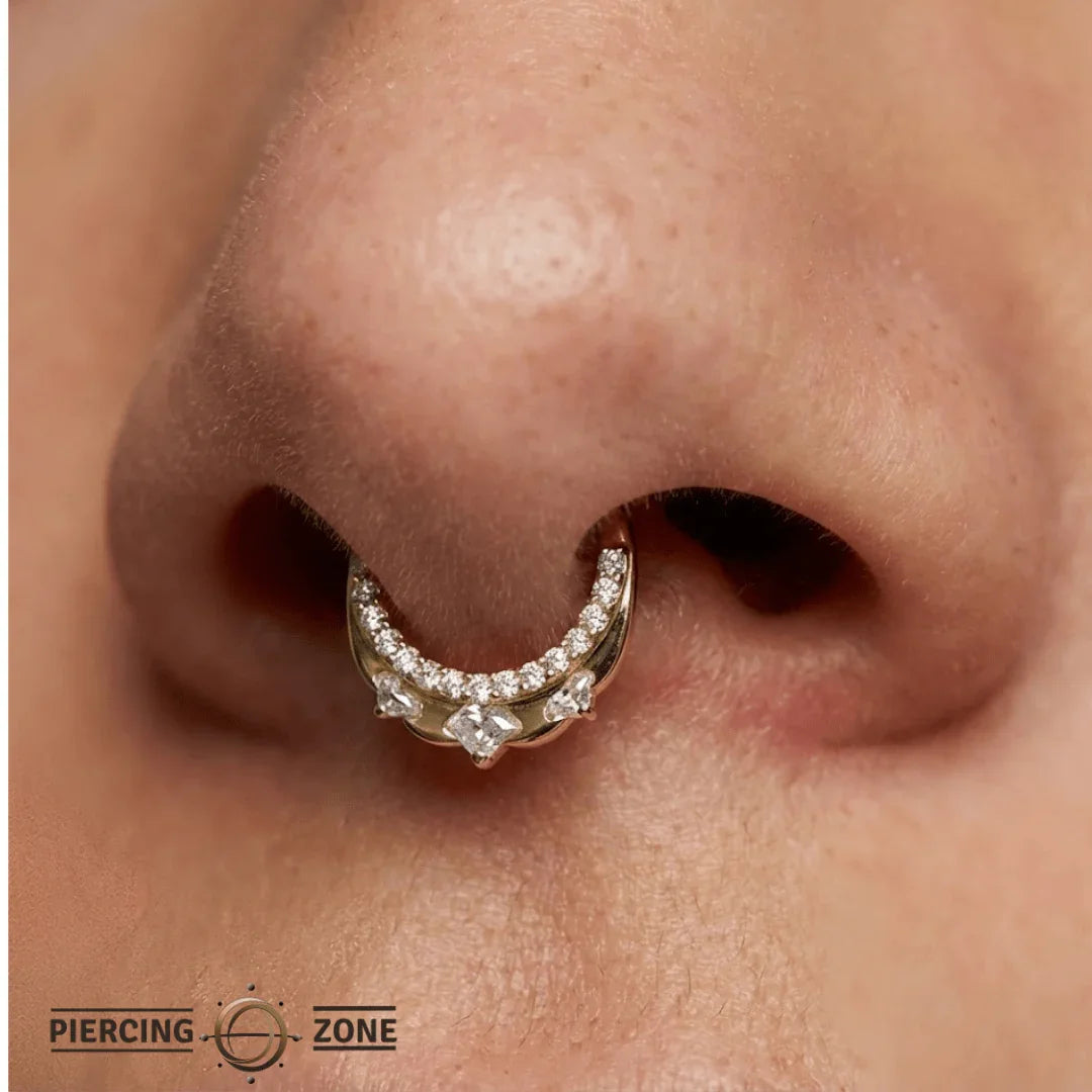 Gayana Clicker with Mixed Gem Sizes – 14K & 18K Gold - piercing - zone.com