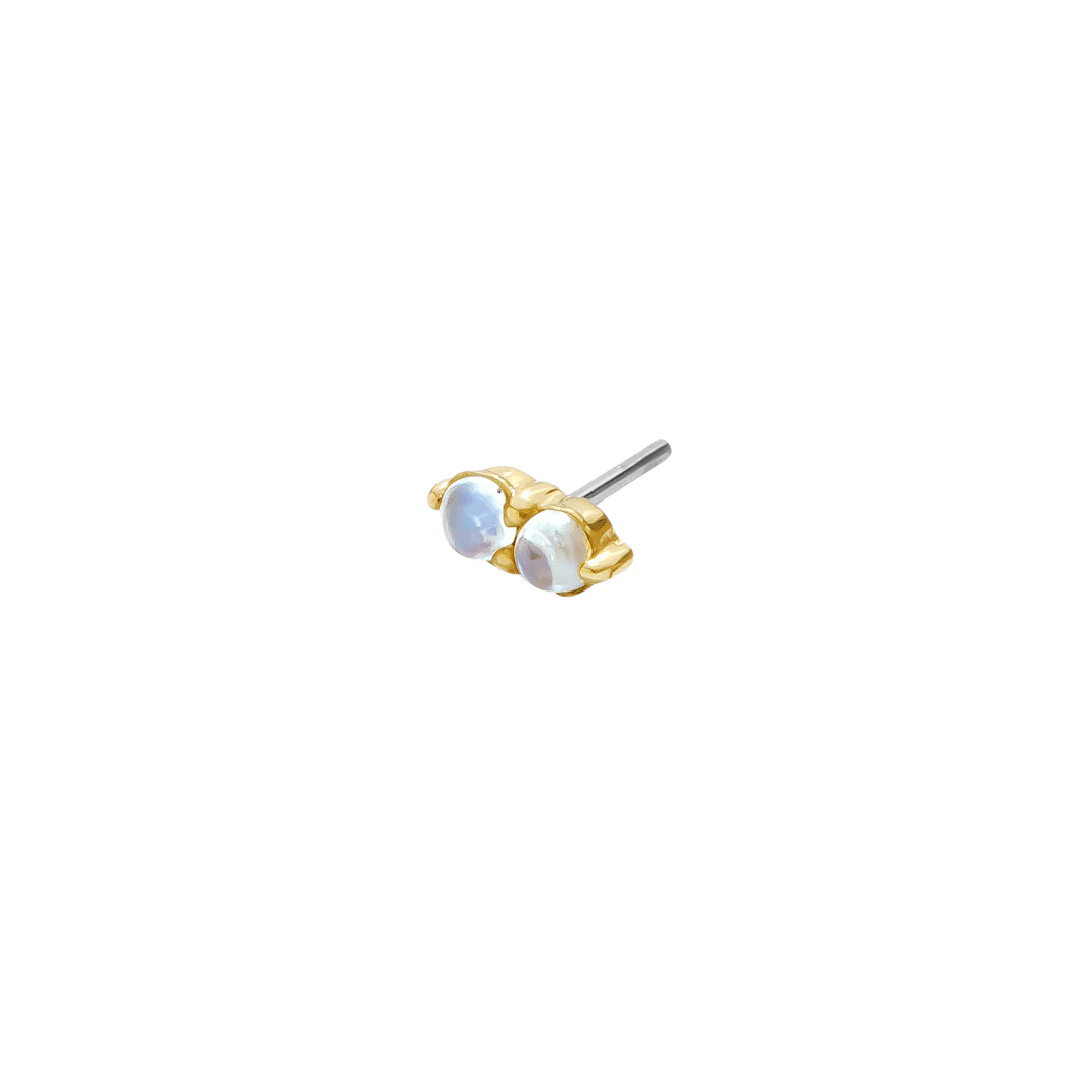 Gemini – Twin Birthstone – 14K Gold Threadless End - piercing - zone.com