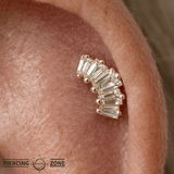Gemma Cinq Large – Swarovski CZ Baguette Cluster – 14K Gold Threadless End - piercing - zone.com