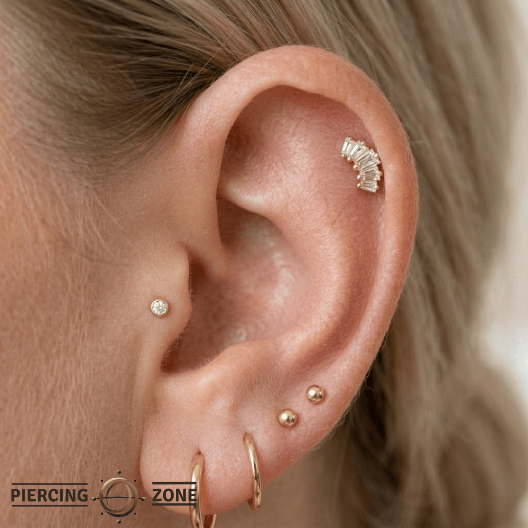 Gemma Cinq Large – Swarovski CZ Baguette Cluster – 14K Gold Threadless End - piercing - zone.com