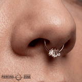 Gemma Trios CZ – Swarovski Baguette – 14K Gold Seamless Ring - piercing - zone.com