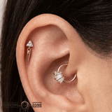 Gemma Trios CZ – Swarovski Baguette – 14K Gold Seamless Ring - piercing - zone.com