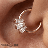 Gemma Trios CZ – Swarovski Baguette – 14K Gold Seamless Ring - piercing - zone.com