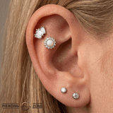 Gemma Trios – Swarovski CZ Baguette Cluster – 14K Gold Threadless End - piercing - zone.com